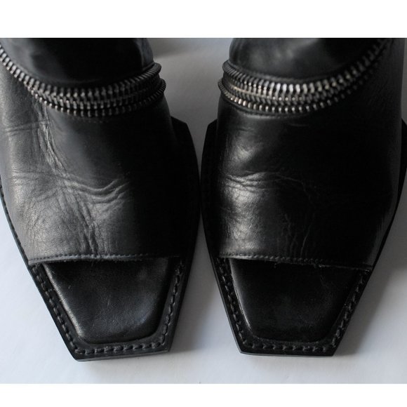 John Fluevog NYC City Spiral Open Toe Zip-Up Bootie / Size 6 / Black - Picture 6 of 12